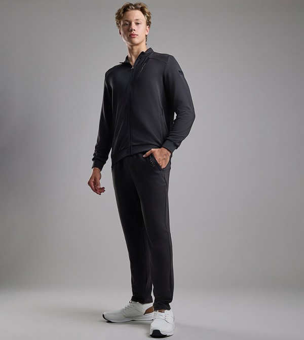 Solid Trackpants with Elastic Waist