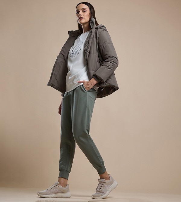Solid Joggers with Drawstring Waist