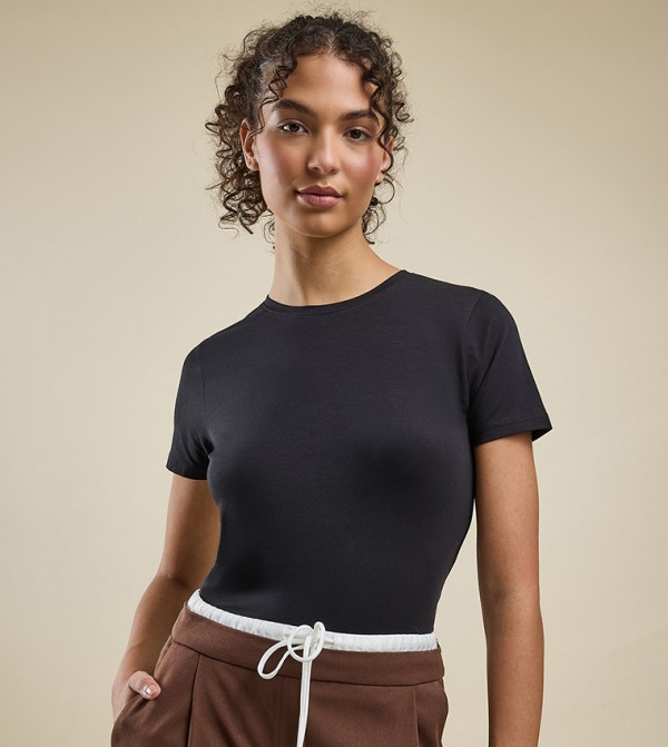 Solid T-Shirt with Crew Neck and Short Sleeves
