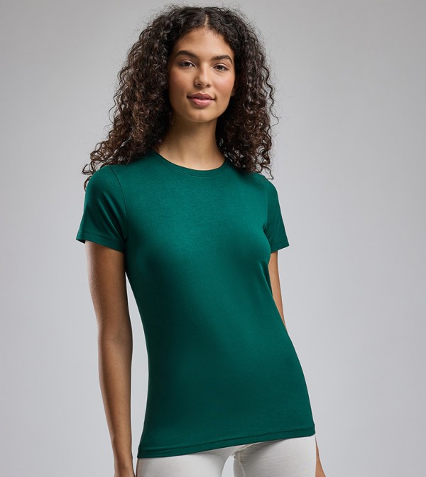 Solid T-Shirt with Crew Neck and Short Sleeves