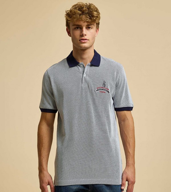 Embroidered Polo T-Shirt with Short Sleeves