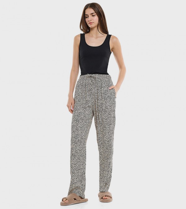 Patterned Lounge Pants with Drawstring Waist
