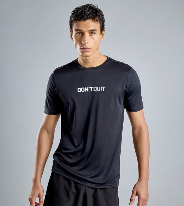 Printed Active T-Shirt with Crew Neck and Short Sleeves