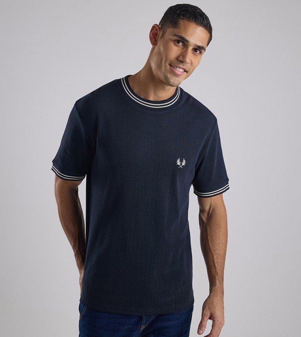 Ribbed T-Shirt with Crew Neck and Short Sleeves