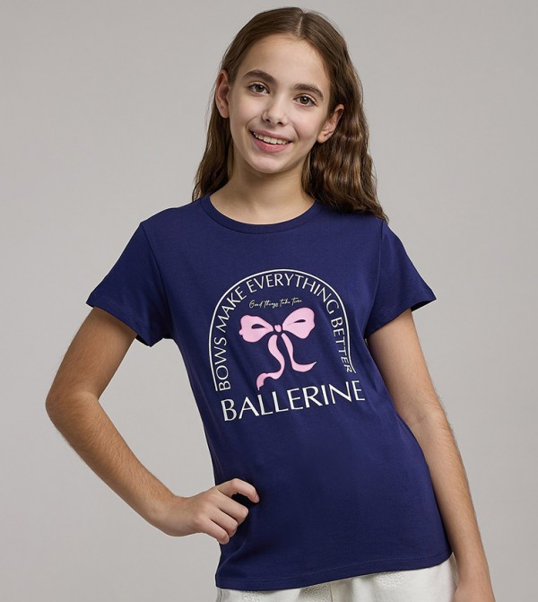 Printed T-Shirt with Crew Neck and Short Sleeves