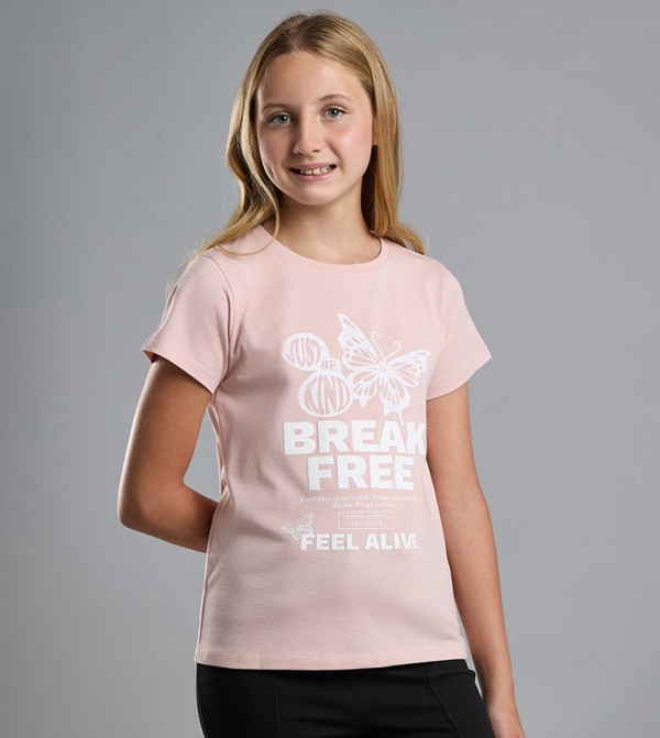 Printed T-Shirt with Crew Neck and Short Sleeves