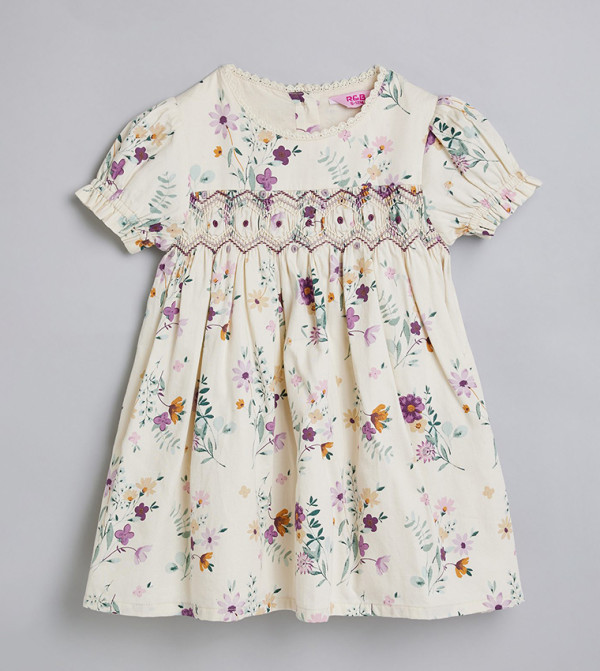 فستان فلير بطبعة الزهور وكم باف 