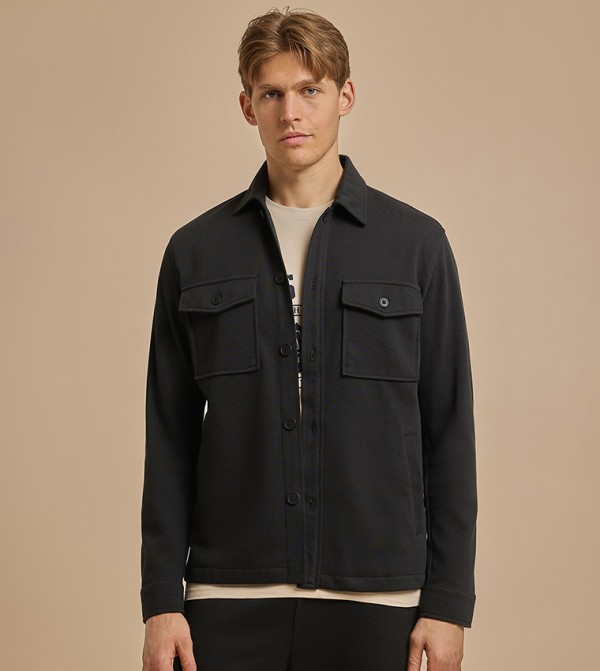 Solid Jacket with Button Closure