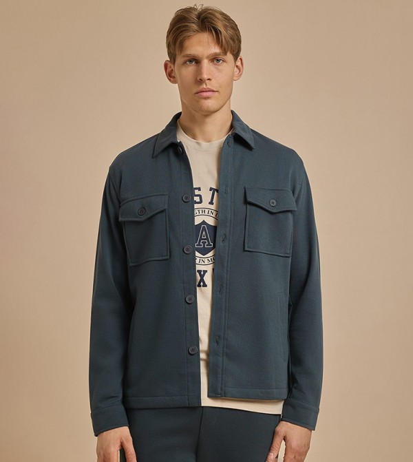 Solid Jacket with Button Closure