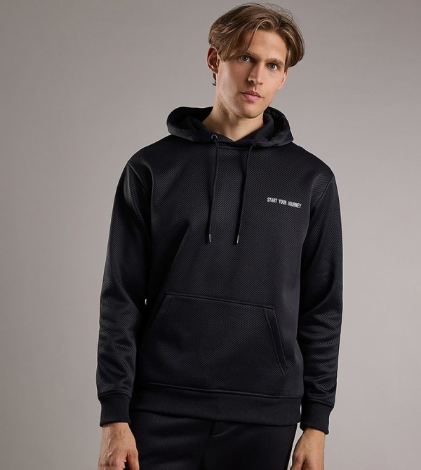 Print Detail Hoodie with Long Sleeves