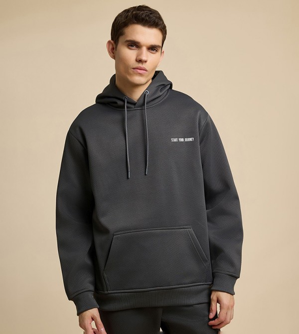 Printed Hoodie with Long Sleeves