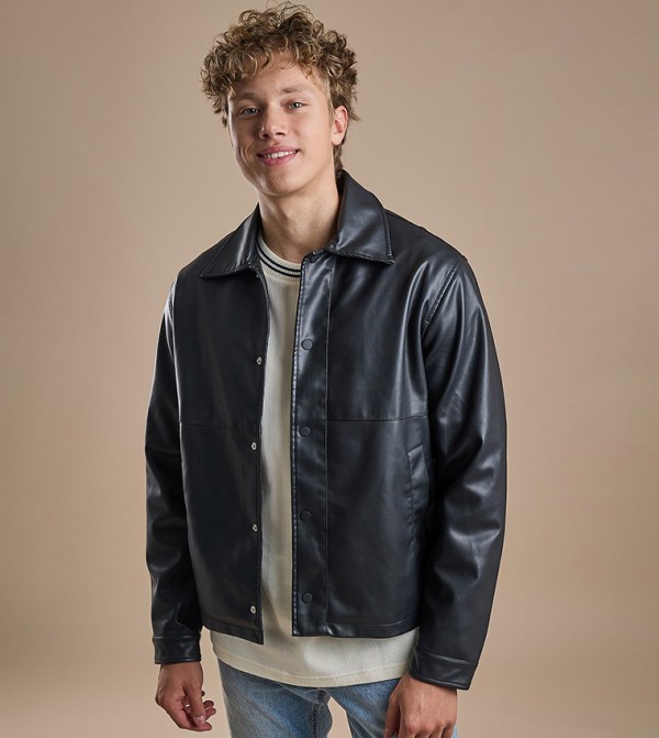 Solid Jacket with Zipper Closure