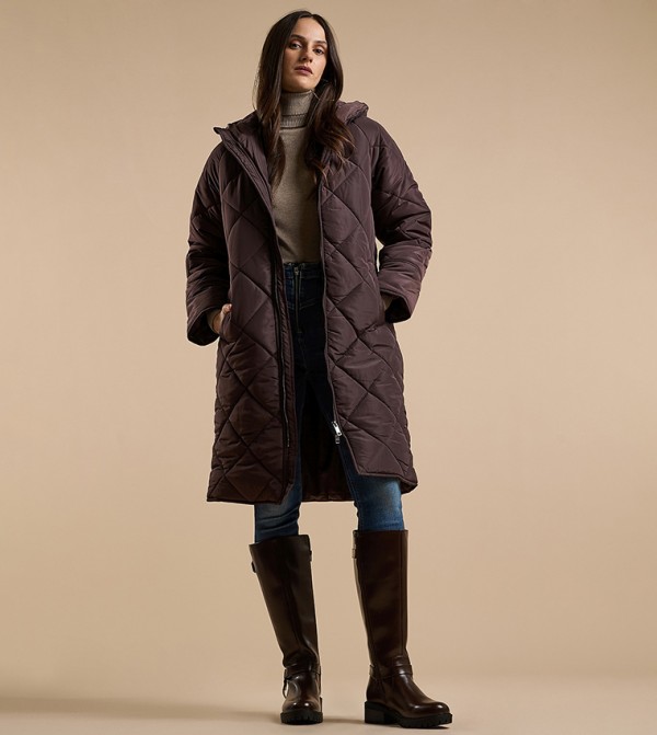 Quilted Puffer Jacket with Zipper Closure
