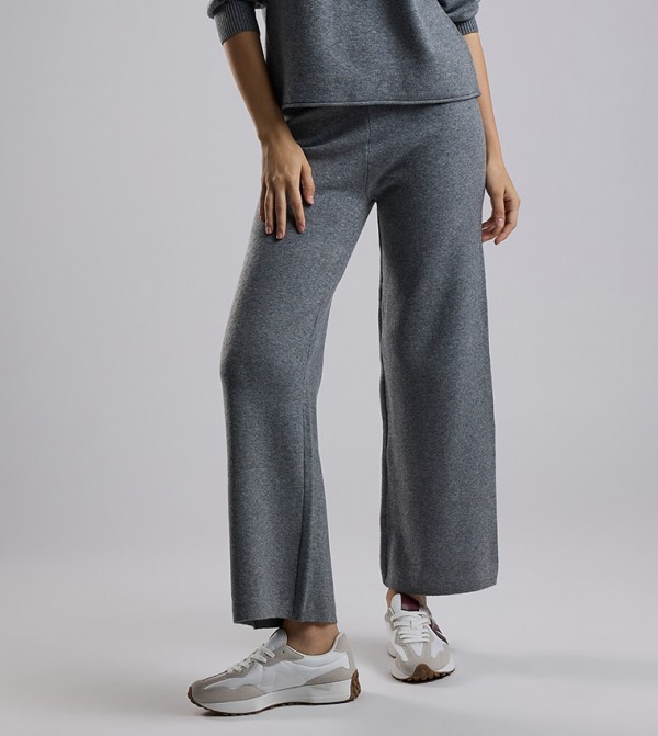 Textured Knit Pants with Elastic Waist