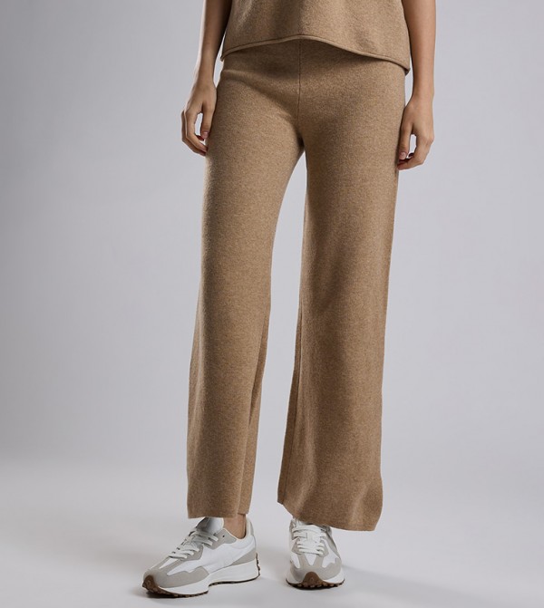 Textured Knit Pants with Elastic Waist