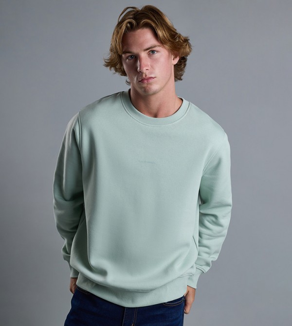 Solid Sweatshirt with Crew Neck and Long Sleeves