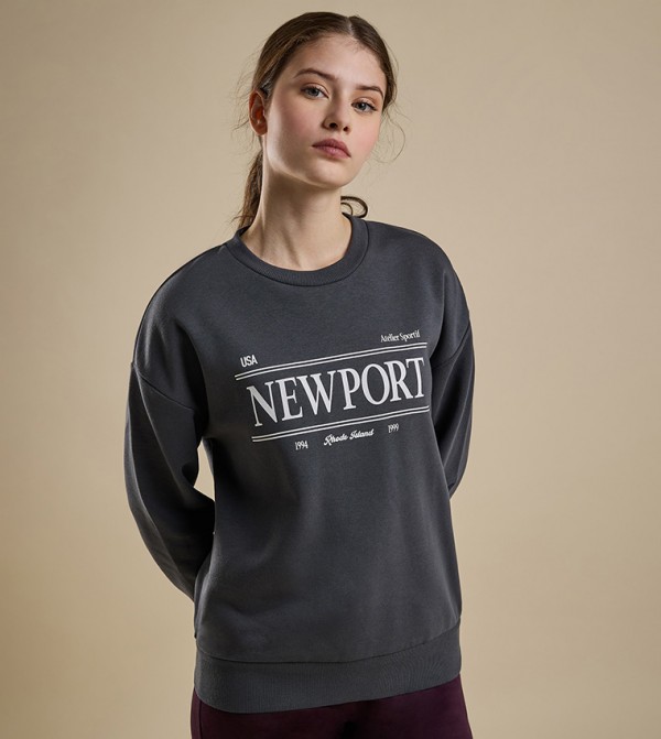 Printed Sweatshirt with Crew Neck and Long Sleeves