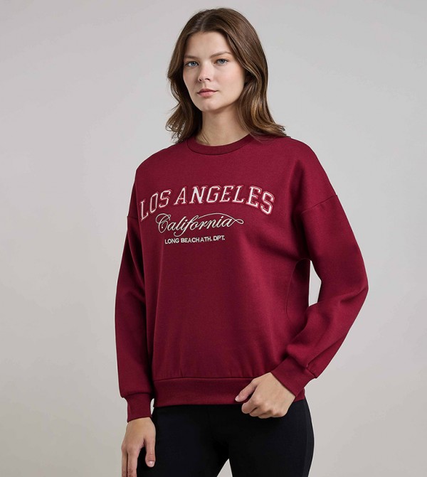 Embroidered Sweatshirt with Crew Neck and Long Sleeves