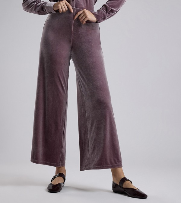 Solid Wide Leg Pants with Drawstring Waist