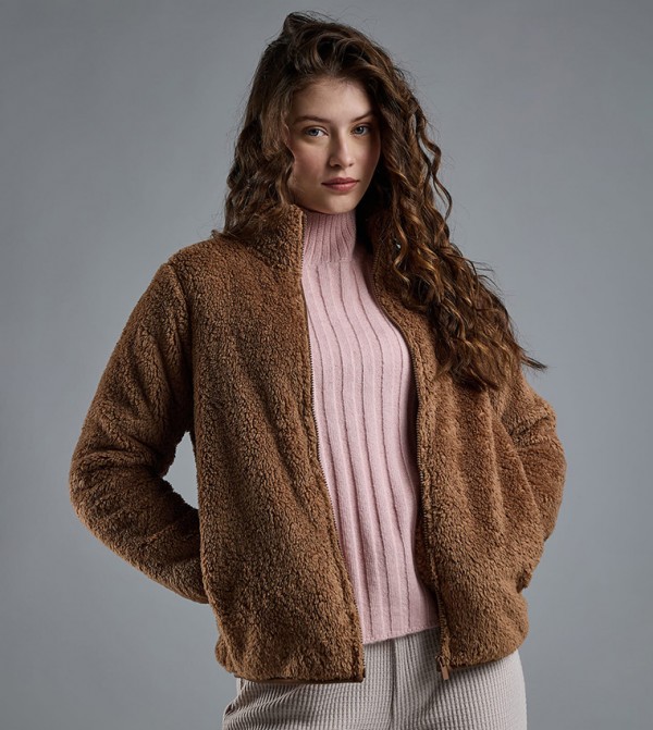 Sherpa Jacket with Zipper Closure