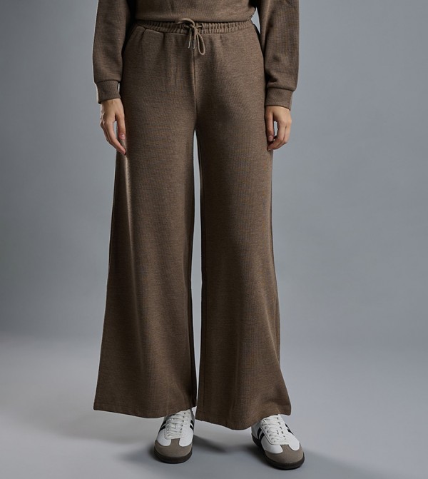 Textured Knit Pants with Elastic Waist