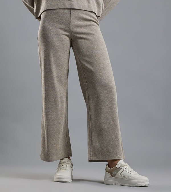 Textured Knit Pants with Elastic Waist