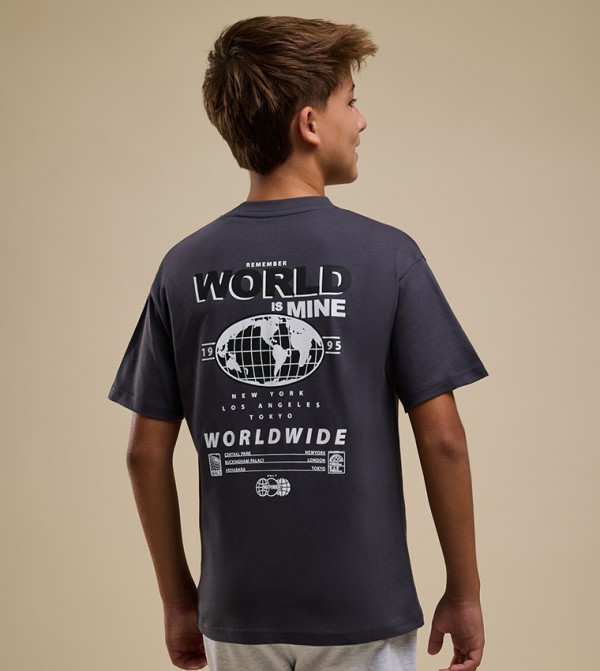 Printed T-Shirt with Crew Neck and Short Sleeves