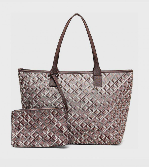 حقيبة توت بنقشة مع حافظة