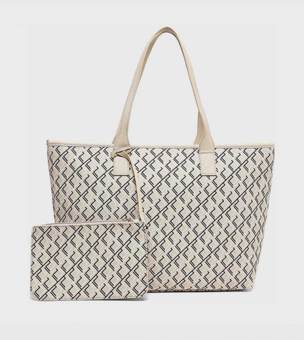 Patterned Tote Bag with Pouch