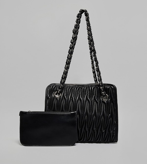 Quilted Shoulder Bag with Pouch