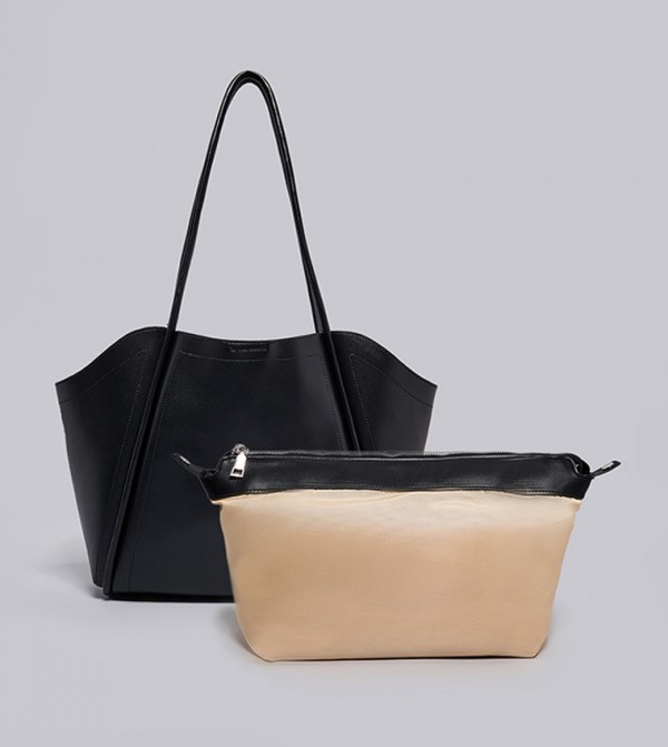 Textured Shoulder Bag with Pouch