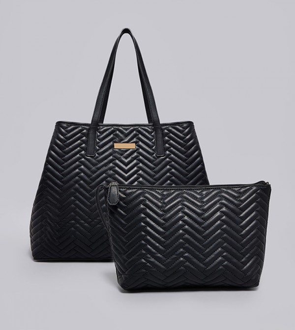 Quilted Shoulder Bag with Pouch