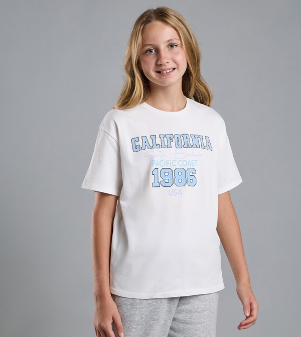 Printed T-Shirt with Crew Neck and Short Sleeves