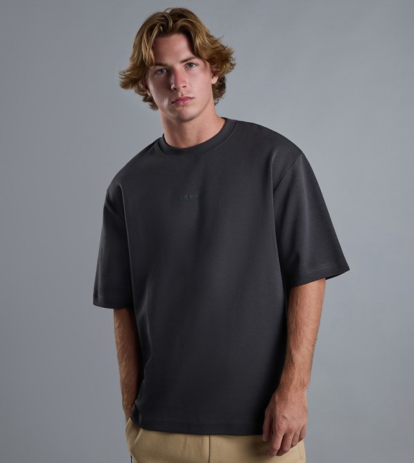 Solid T-Shirt with Crew Neck and Short Sleeves