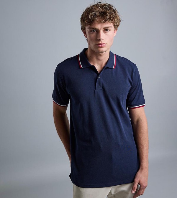 Contrast Trim Polo T-Shirt with Shirt Collar and Short Sleeves