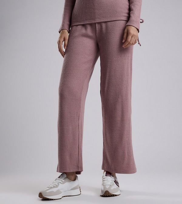 Ribbed Lounge Pants with Drawstring Waist