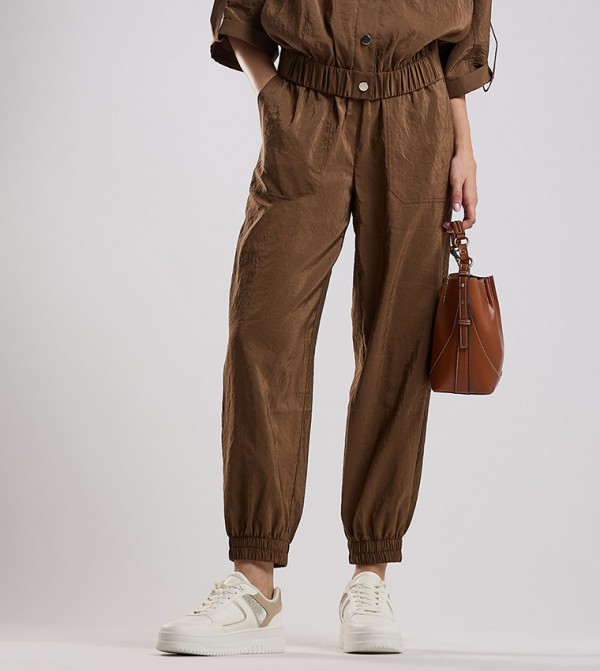 Solid Jogger Pants with Drawstring Waist