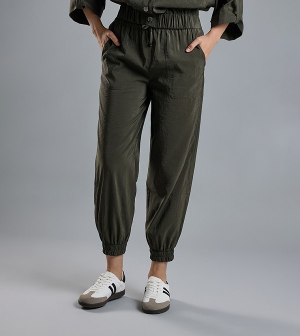 Solid Jogger Pants with Drawstring Waist