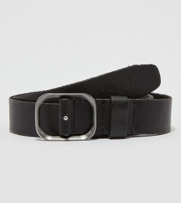 tommy hilfiger belt leather logo with center bar buckle