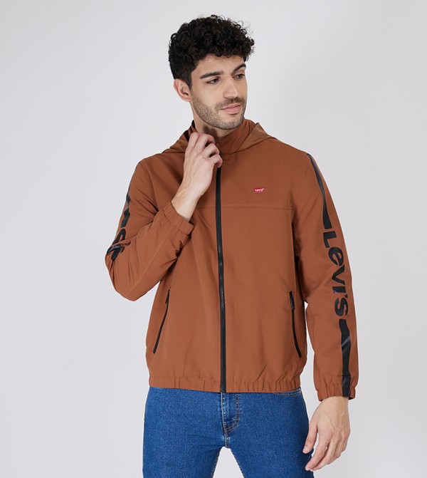 Logo Printed Hooded Jacket