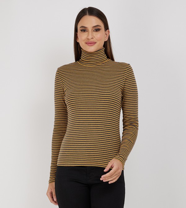 Striped Turtleneck Top