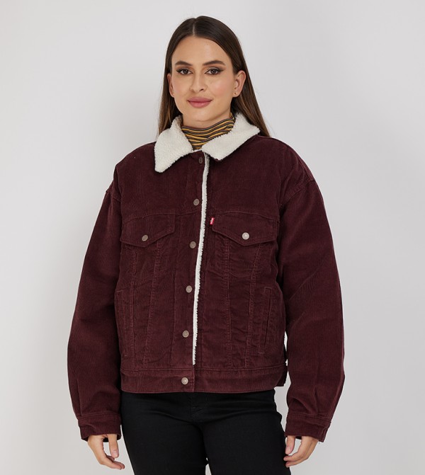 Buy Levi s Plush Pocket Detail Corduroy Jacket In Burgundy 6thStreet Saudi Arabia