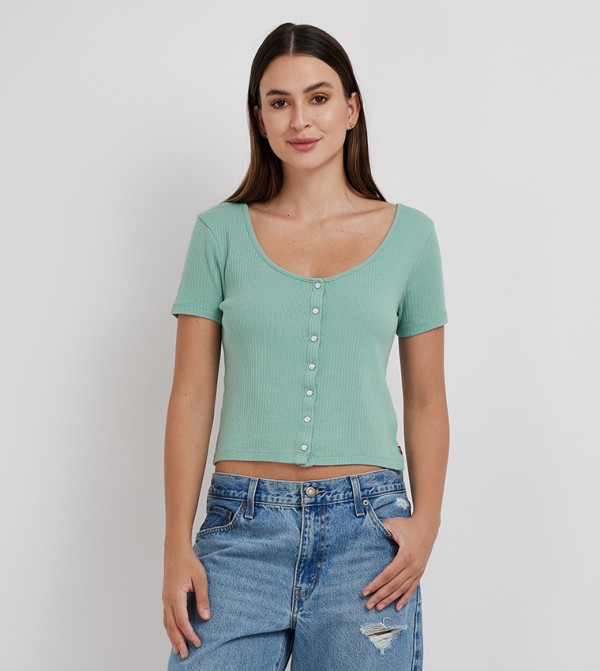 Ribbed Scoop Neck Crop Top