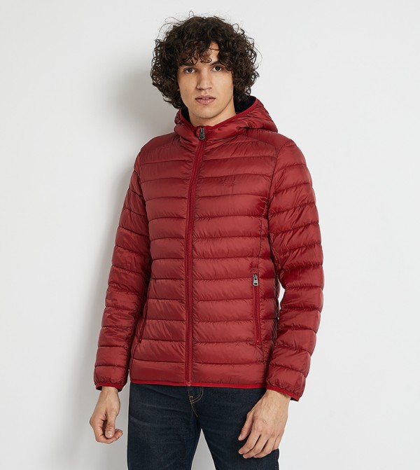 Buy Levi's Hooded Zip Through Puffer Jacket In Red 6thStreet Kuwait