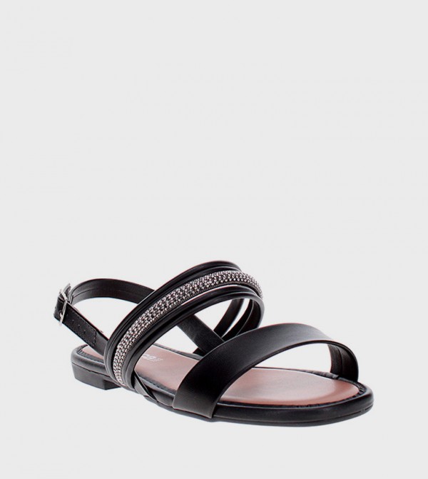 Embellished Slingback Flat Sandals