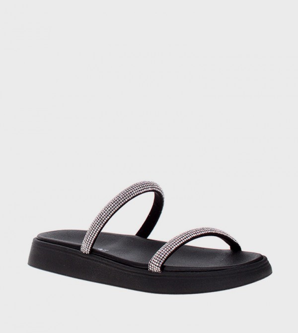 Embellished Dual Strap Comfort Sandals