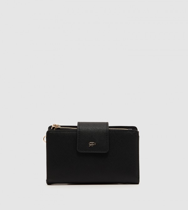 Textured Zippered Bi-Fold Wallet