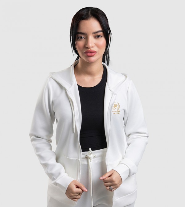 Logo Embroidered Hooded Jacket