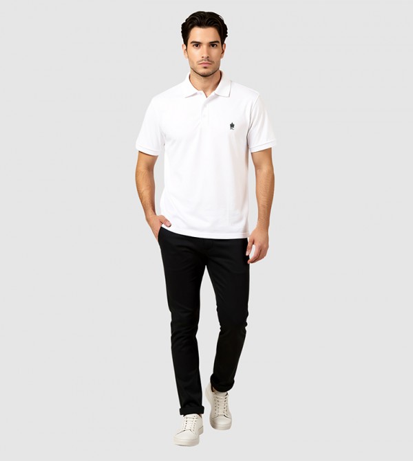 Monogram Detail Short Sleeves Polo T-Shirt