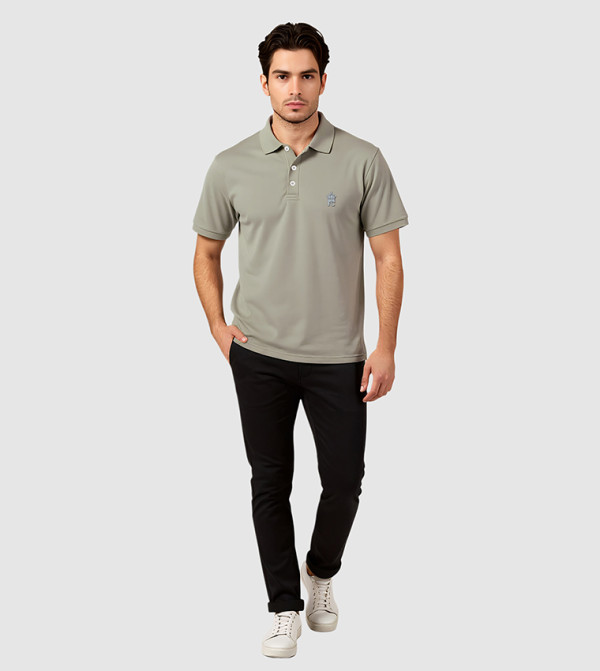 Monogram Detail Short Sleeves Polo T-Shirt